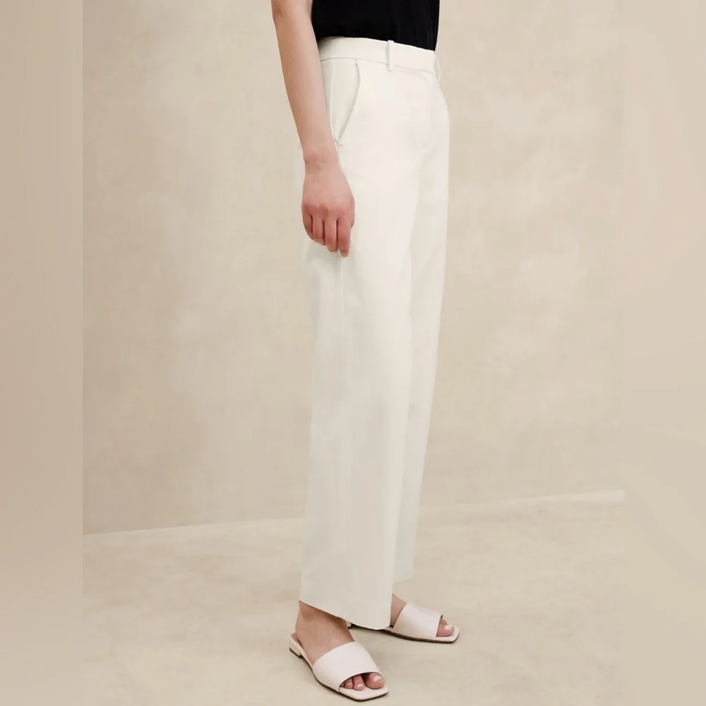 NWT! Banana Republic Seahaven Straight Italian Cotton Linen Pant - 6 Long 🖥️3️⃣